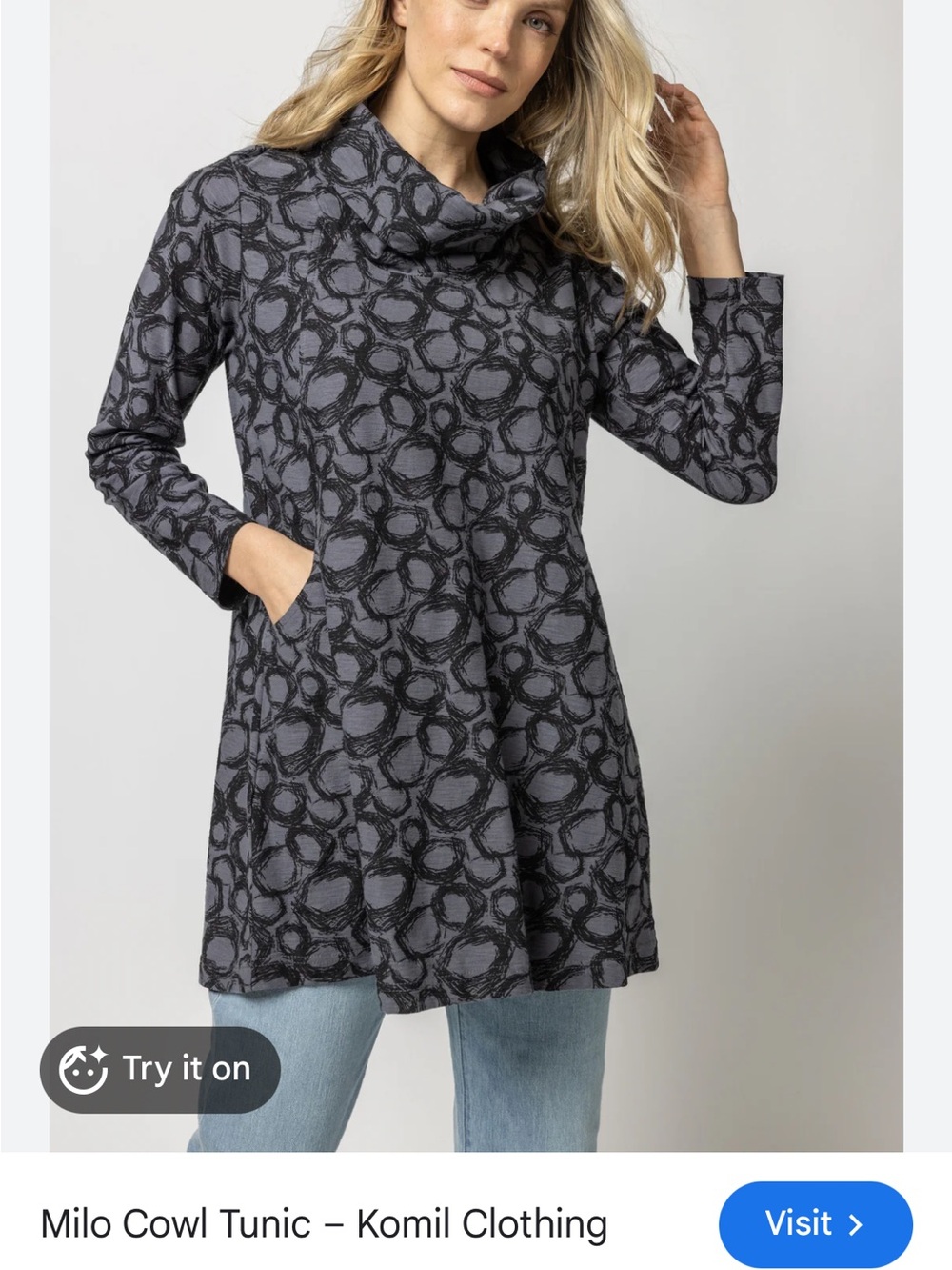Milo Cowl Tunic in Charcoal Gray